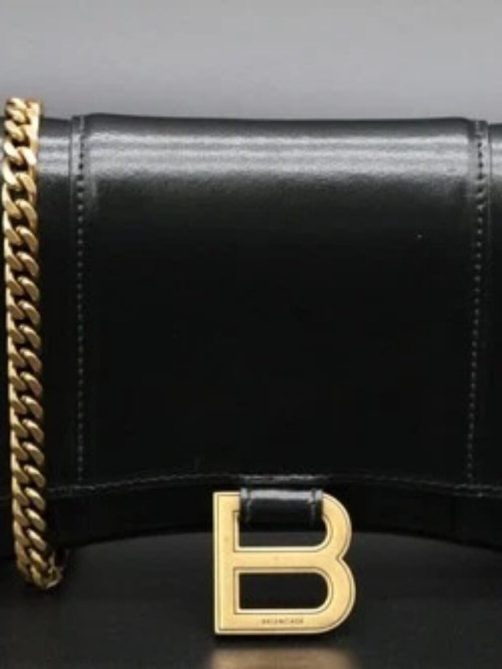 Balenciaga Hourglass Box Wallet on Chain - Black/Gold